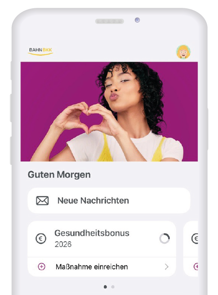 Screenshot der BAHN-BKK App