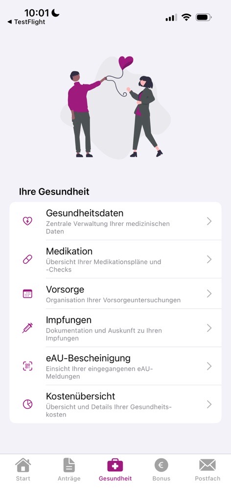 Screen Gesundheit der BAHN-BKK App