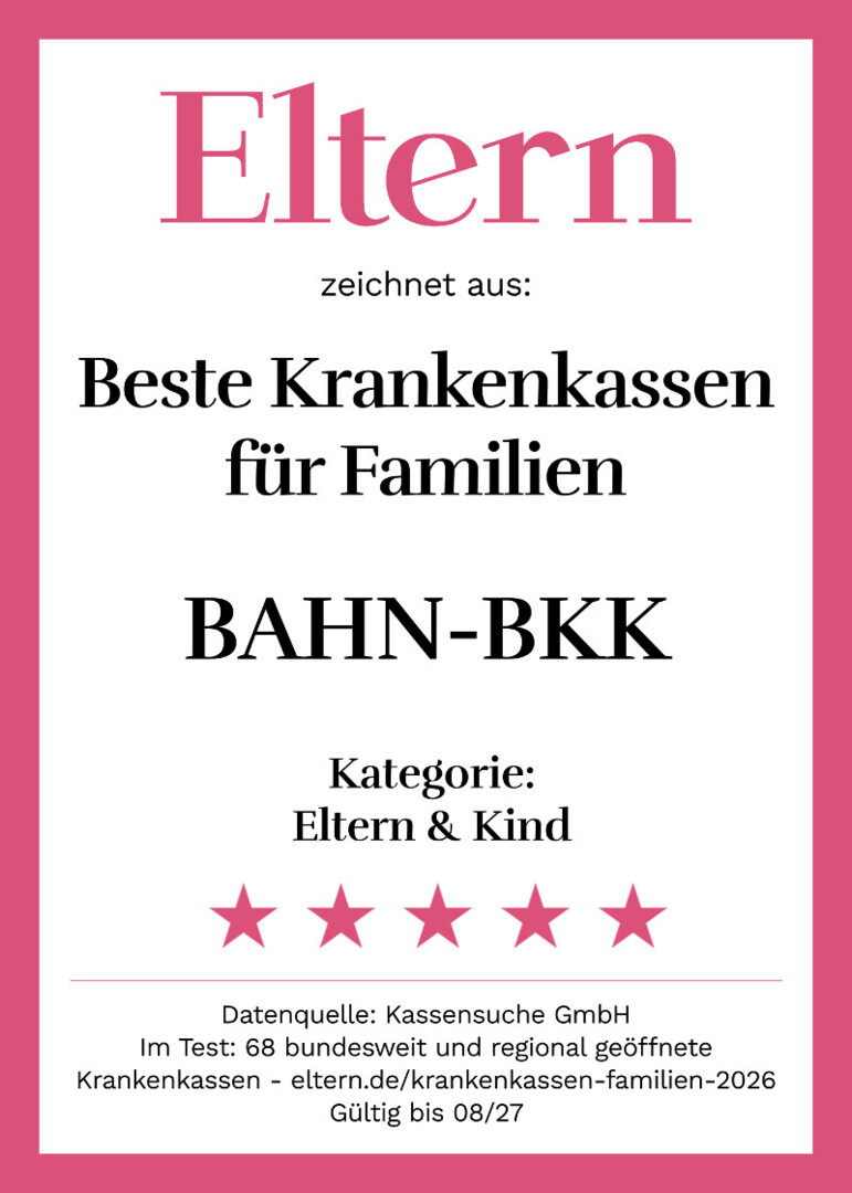Siegel Zeitschrift ELTERN: Beste Krankenkassen für Familien, Kategorie Eltern & Kind