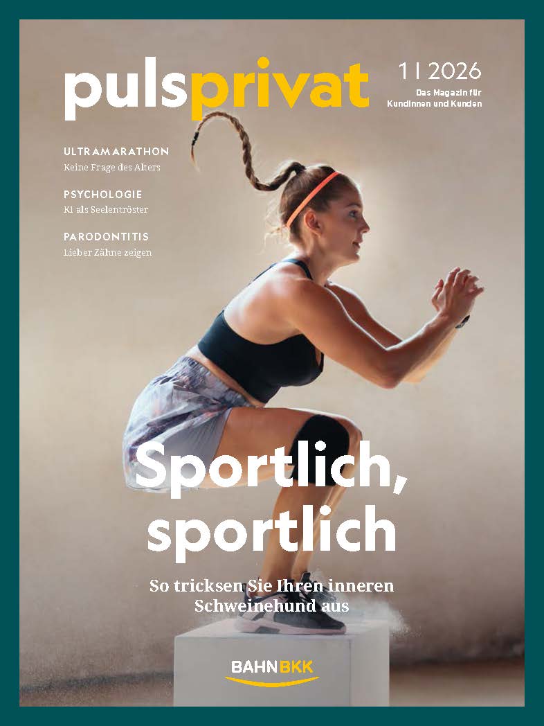 Titelseite von pulsprivat, dem Kundenmagazin der BAHN-BKK, Ausgabe 1/2026