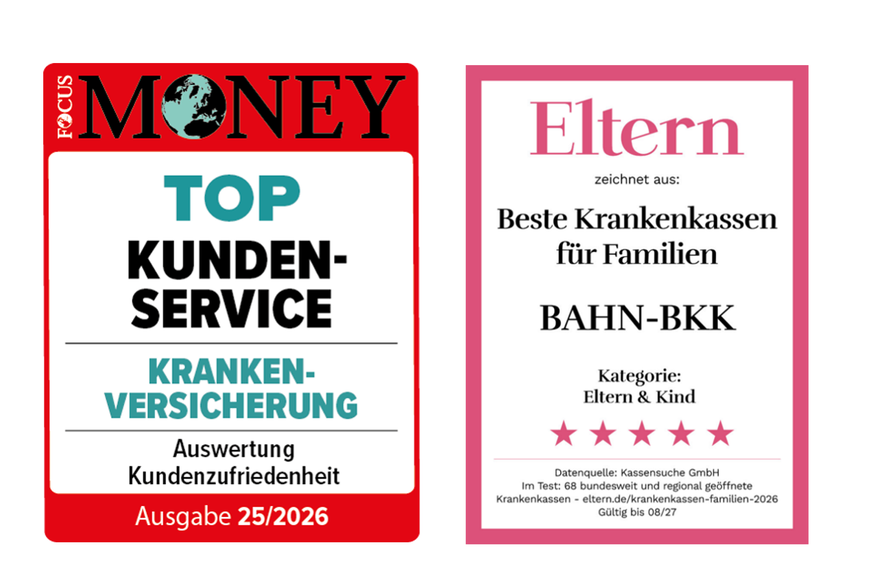 Focus Money-Siegel Top Kundenservice + Eltern Siegel Beste Krankenkasse für Familien 2026