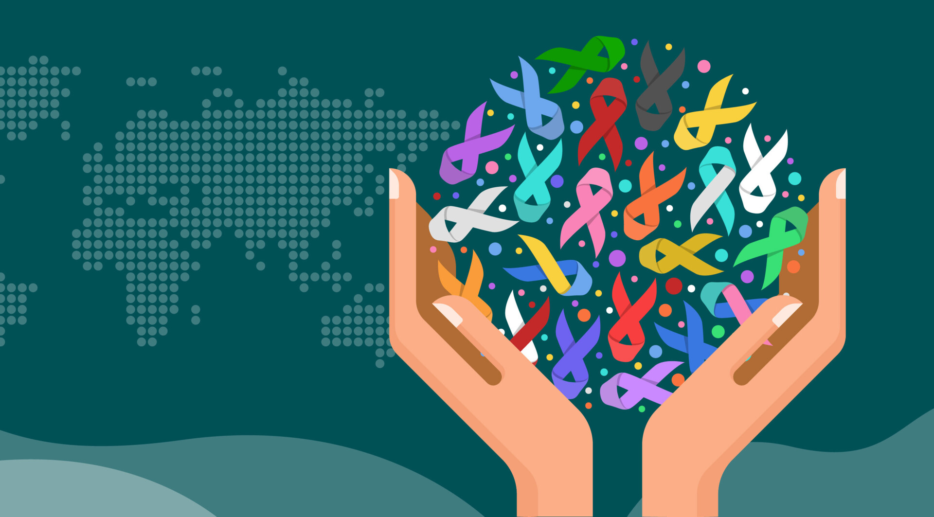 Hand, die verschiedenfarbige Schleifen hält